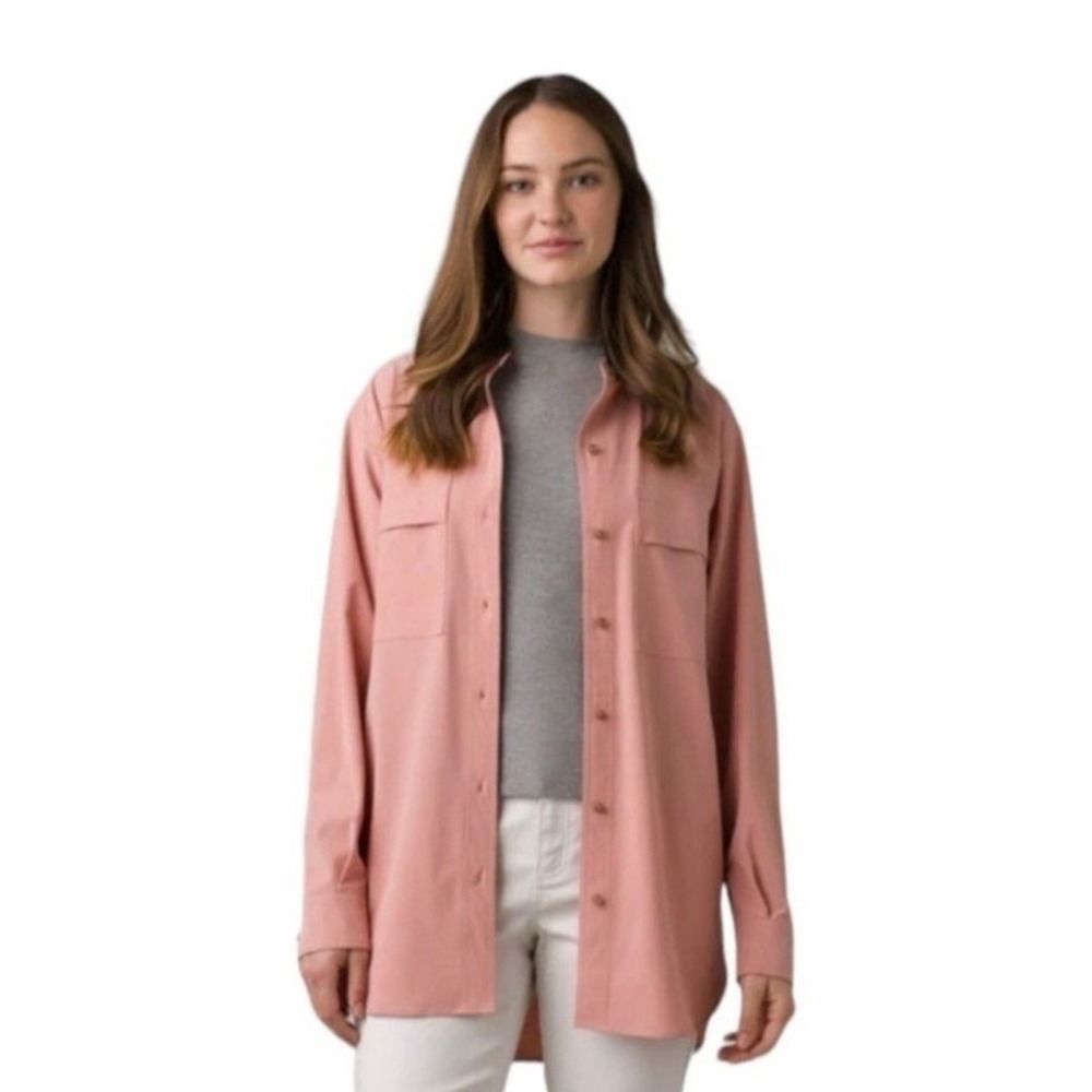 prAna Railey Blush Oversized Button Down Tunic‎ Effortless Everyday Shirt Medium